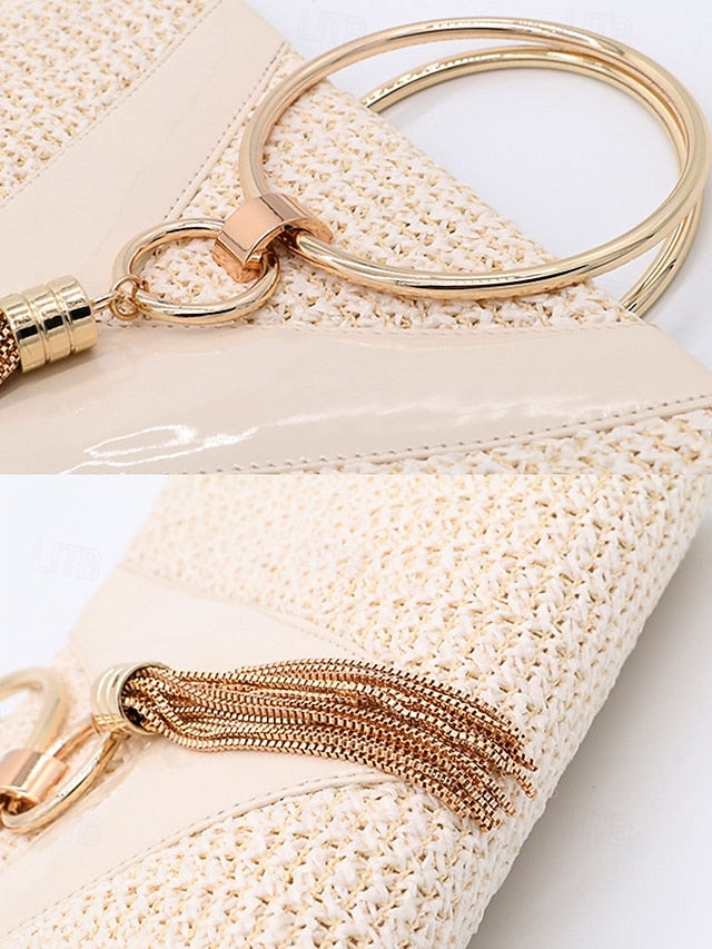 Straw Handbag with Purse Elegant Women's Woven Clutch –