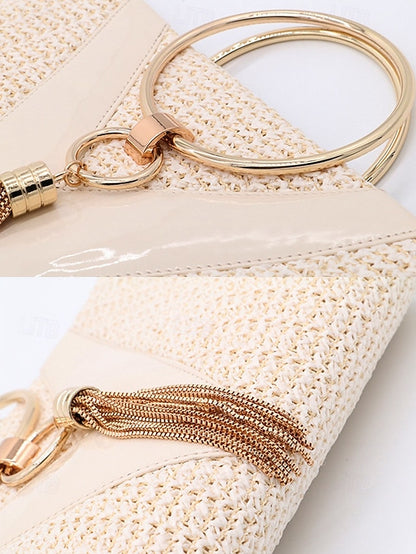 Straw Handbag with Purse Elegant Women's Woven Clutch –