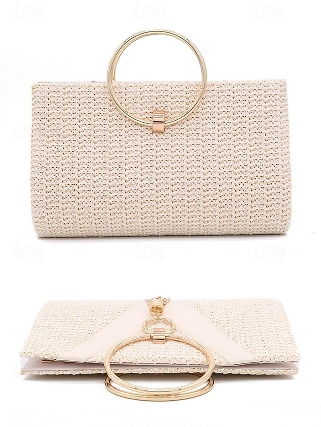 Straw Handbag with Purse Elegant Women's Woven Clutch –