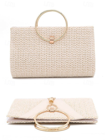 Straw Handbag with Purse Elegant Women's Woven Clutch –