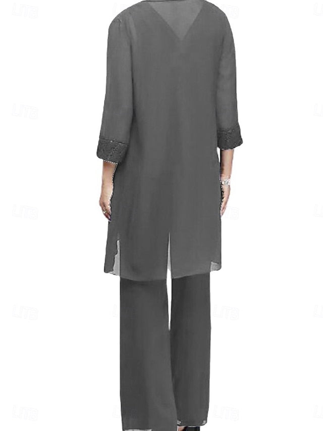 Dress Neck Vintage Crew Elegant 3 Piece Bride of the Mother