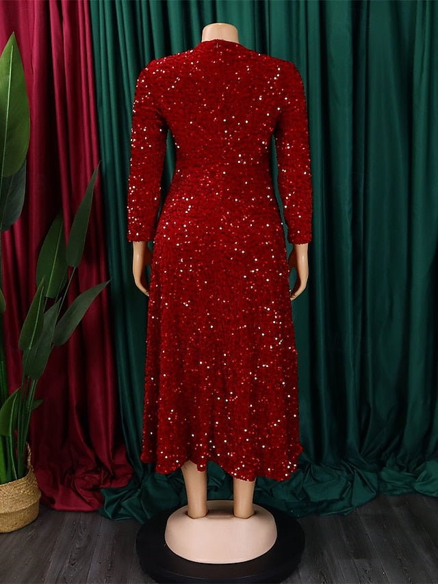 Women's Midi Dress Black Dress Sequin Dress Elegant Fashion