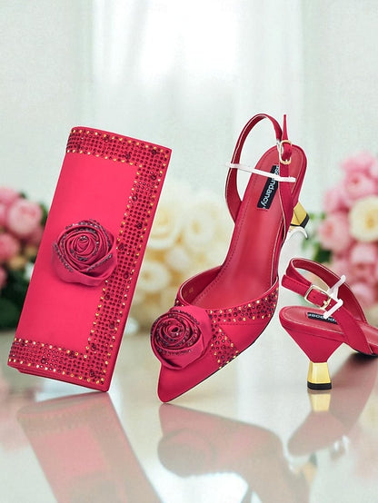 and Clutch - Gold Heels Set Matching Slingback Women's