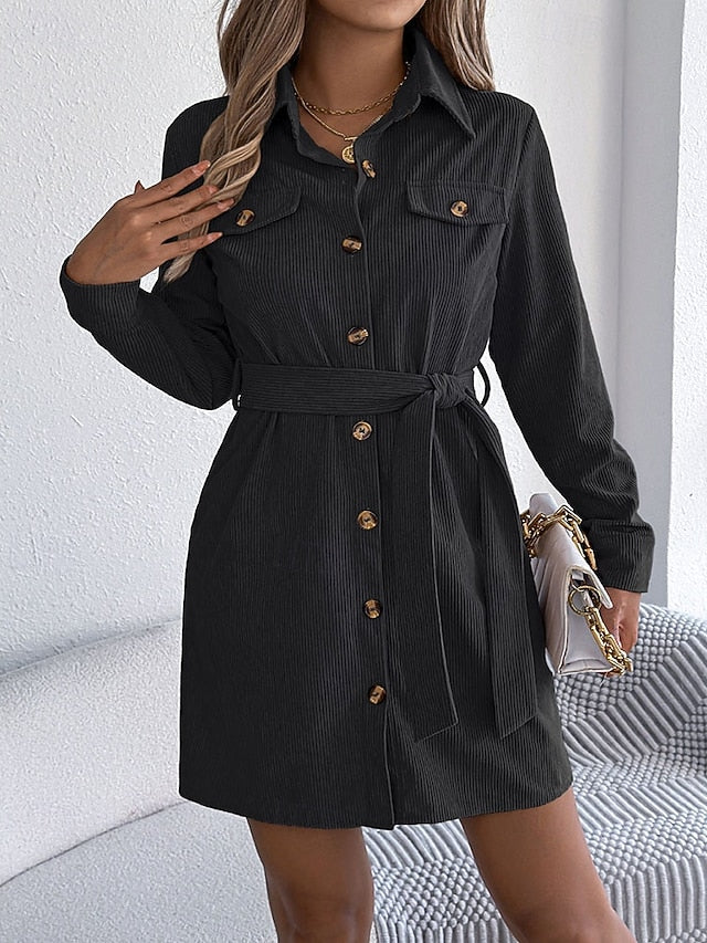 Women's Mini Dress Shirt Dress Fashion Modern Daily Office
