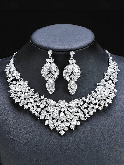 Green Crystal Elegant Statement Set Jewelry Necklace –