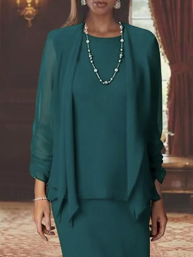 Formal Bride the Sheath of Guest 3 Wedding Mother Piece Dress