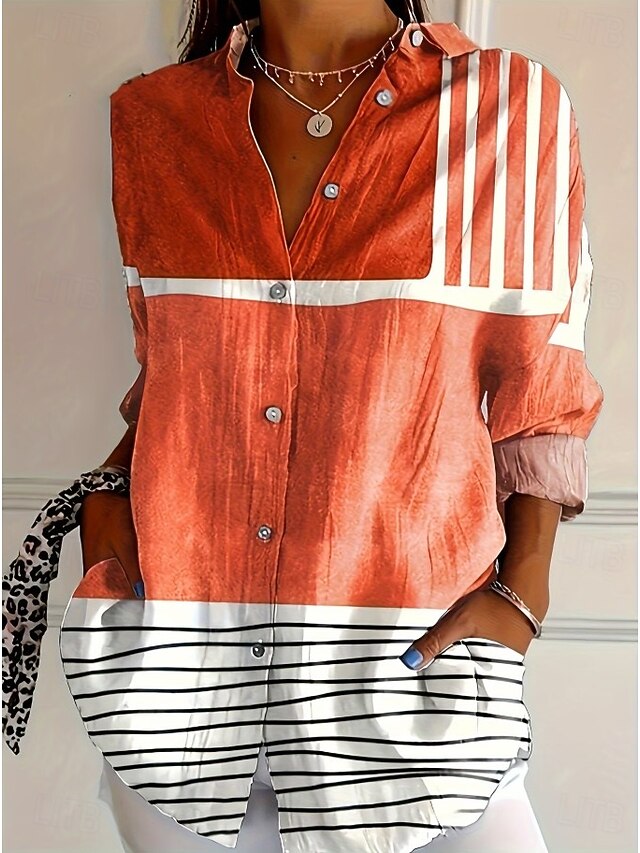 Women's Shirt Blouse Graphic Geometric Plaid Vintage