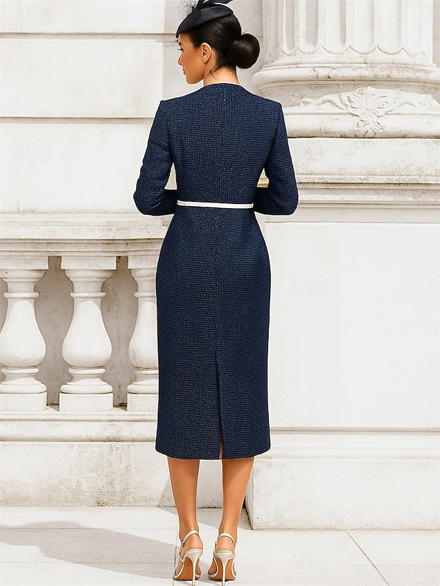 Elegant Dress Mother V Bride the of Vintage Neck / Column Sheath