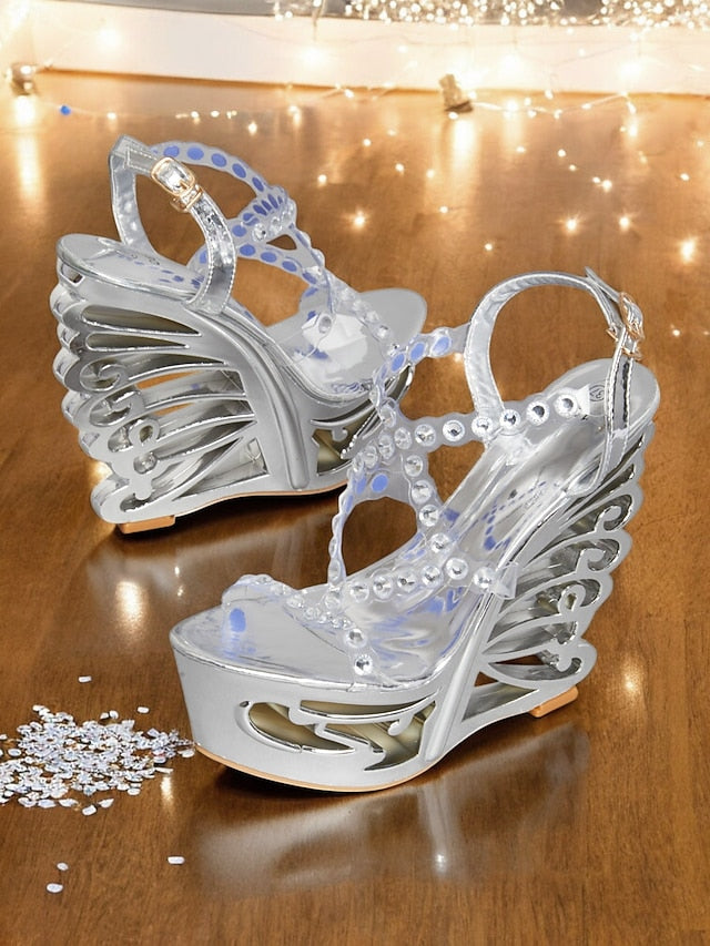 for – Rhinestone Sandals Women Silver Stiletto Dance Elegant