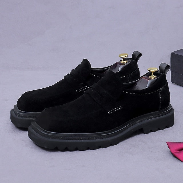 -Classic Leather Suede Cowhide Loafers Men's Business