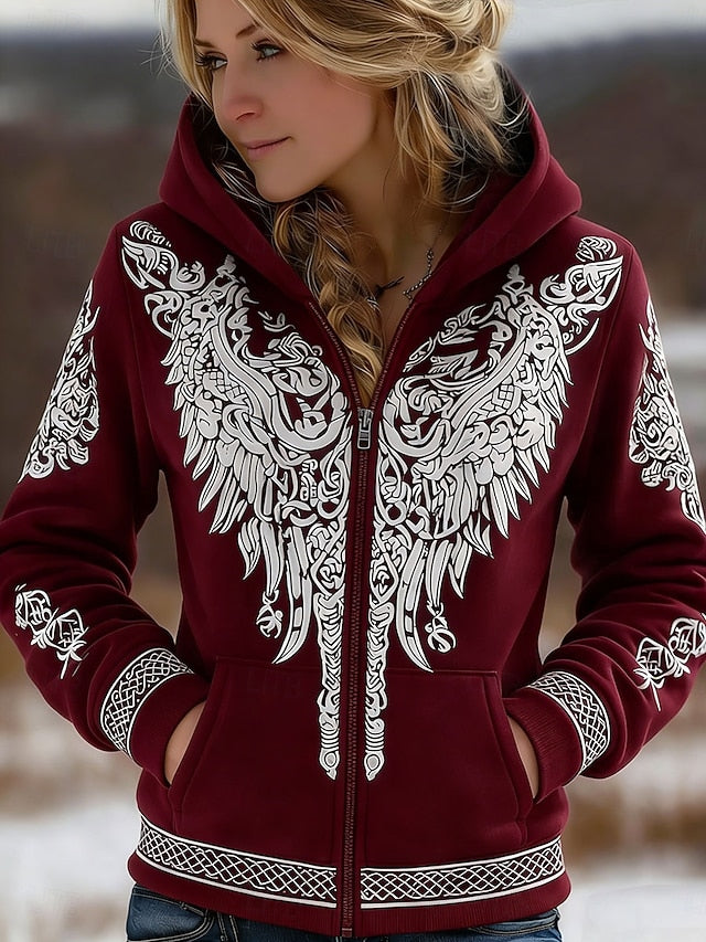 Women's Zip Up Hoodies Graphic Geometric Fashion Western