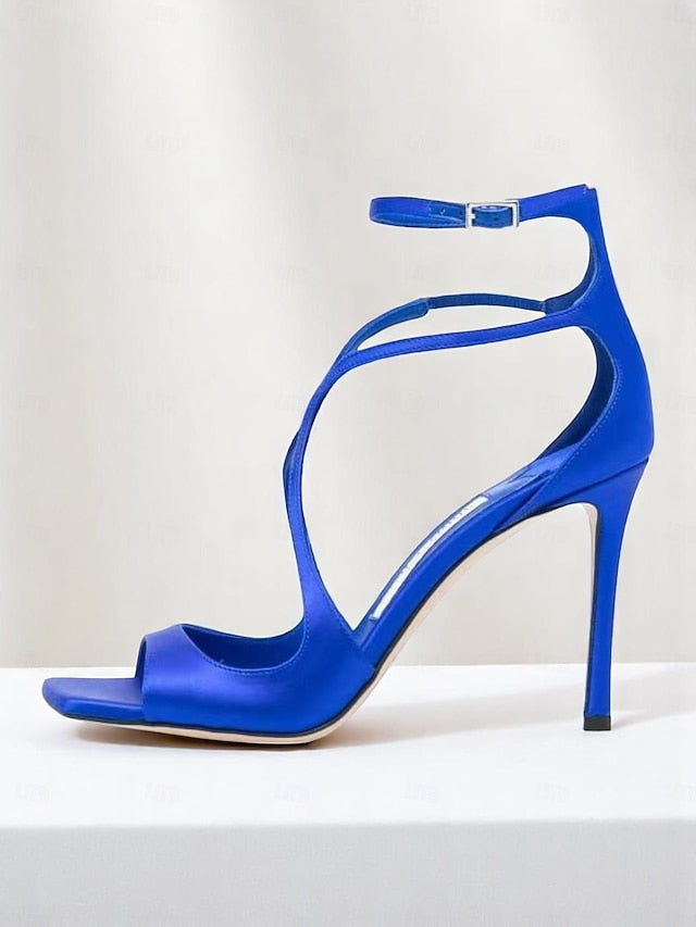 Satin Elegant Stiletto Lavender - Heels Crisscross Women's