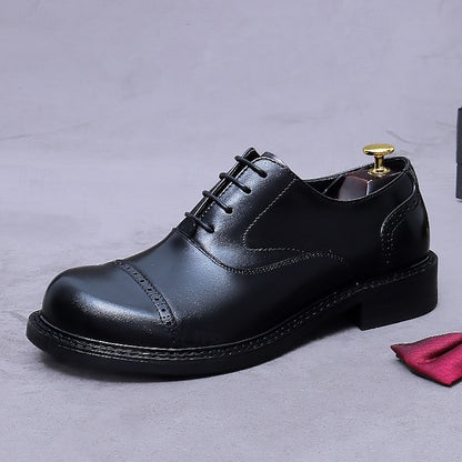 Shoes- Dress Leather Oxford Cap First Men's Toe Genuine