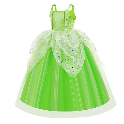 Theme Flower Girl Tiana Fairytale Tinker Bell Dress Princess