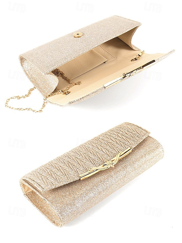 Evening Clutch Women's Handbag - Glitter Elegant Gold Party