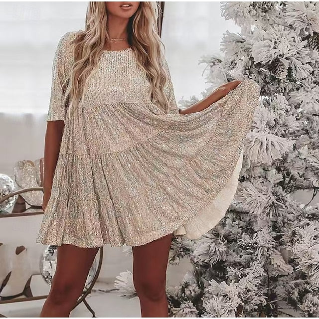 Women's Mini Dress Sequin Dress Cocktail Dress Elegant