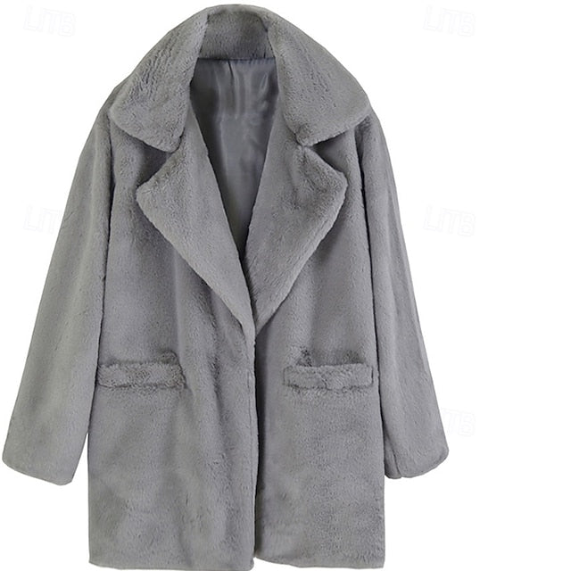 Comfortable Faux Coat Fur Casual Pocket Women's Warm