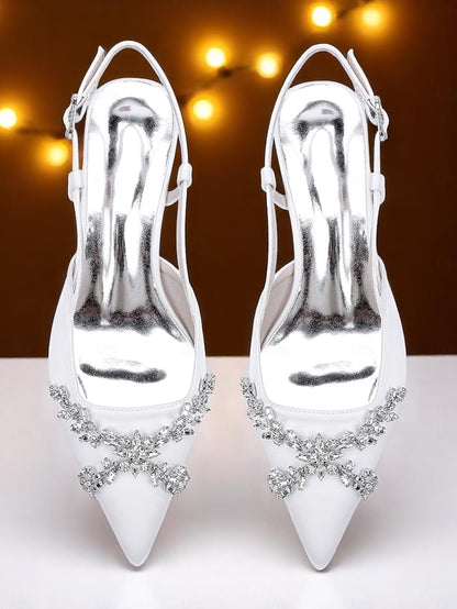 Satin Women's Black Heels Slingback