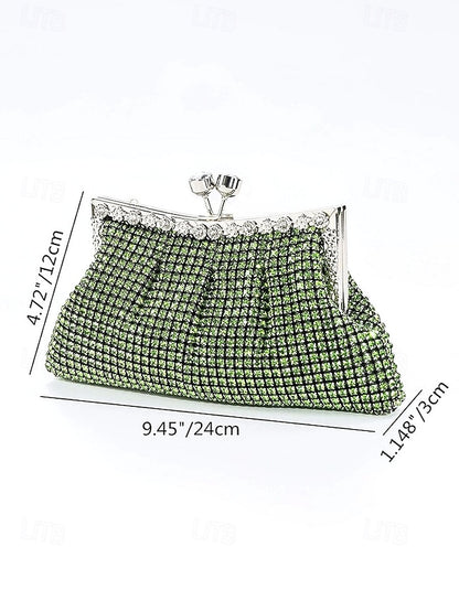 Rhinestone Purse Green – Vintage Sage Clutch Women's