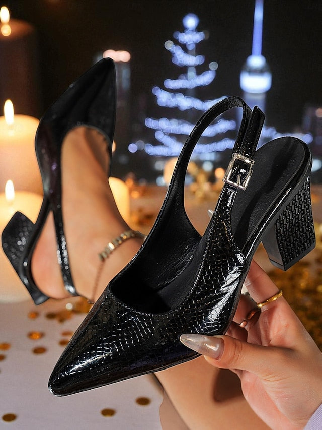 Slingback Toe - Pointed Heel Women's with Pumps Gold Block