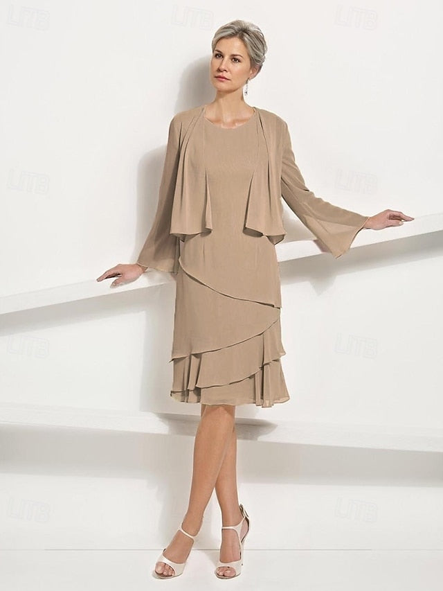 Mother Dress Elegant Piece the A-Line Two Bride of Jacket