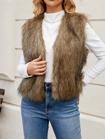 Fur Comfortable Coat Faux Furs Women's Leathers Vest