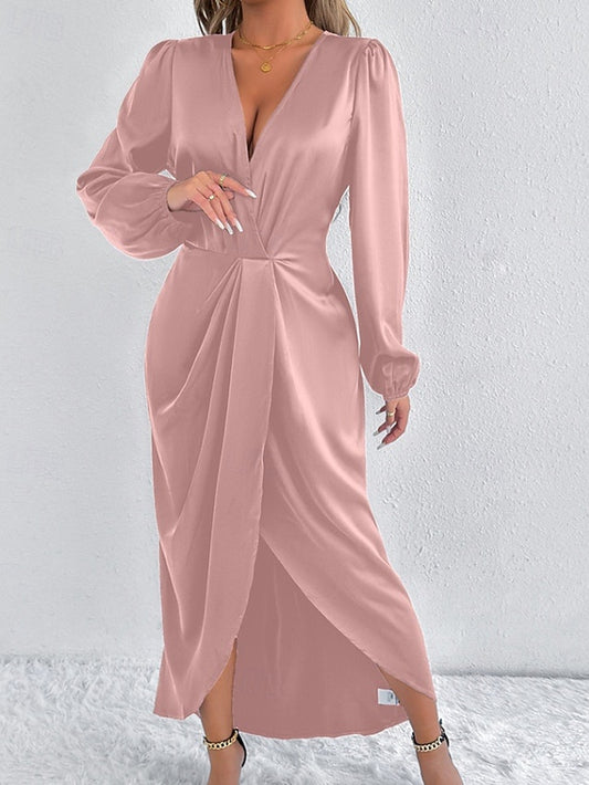 Women's Midi Dress Satin Dress Party Dress Cocktail Dress