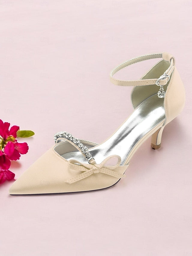 Heel Pointed-Toe Kitten Shoes – for Elegant Wedding Women