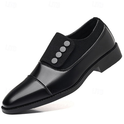 Decor Shoes Men's Classic Button Black Dress Slip-On
