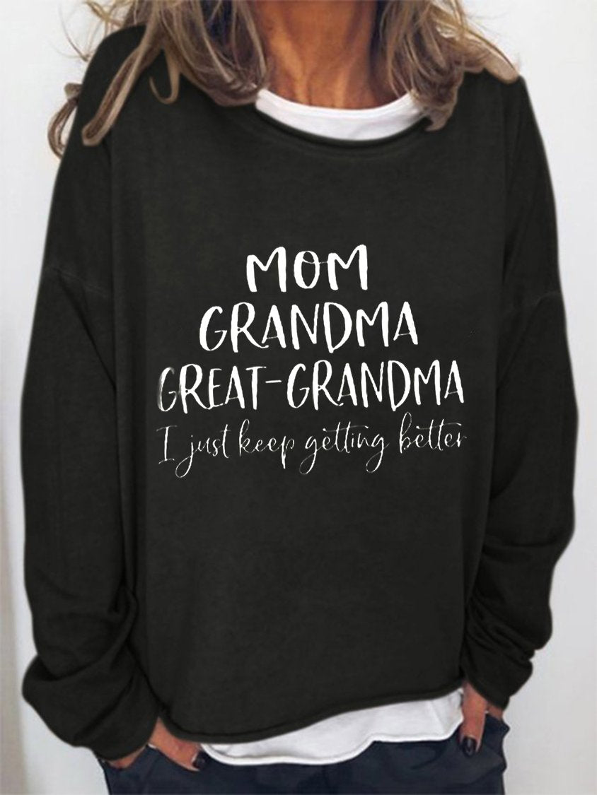 Casual Text Letters Crew Neck Loose Sweatshirt QAL10