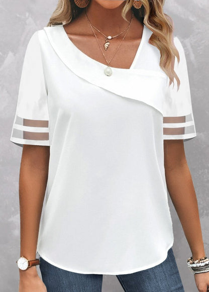 Chemise décontractée asymétrique unie en coton WS67