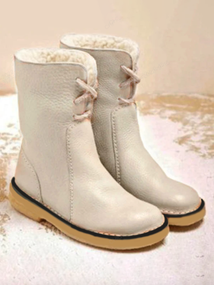 Women Casual PU Boots Full Waterproof Insulated Low Heel Winter Boots AD188