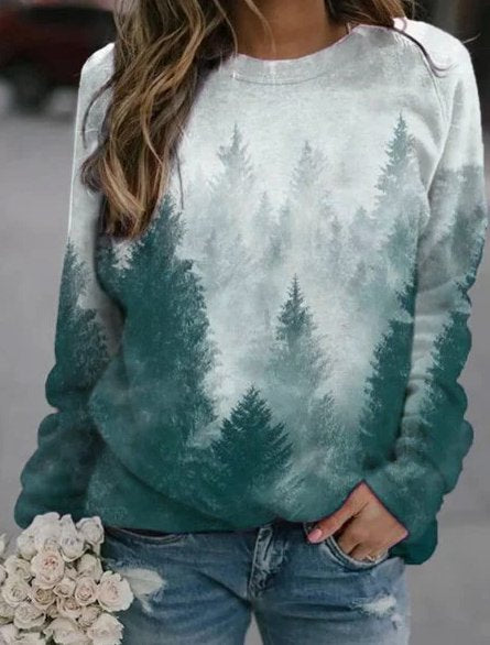 Casual Cotton-Blend Printed Sweatshirt AD839