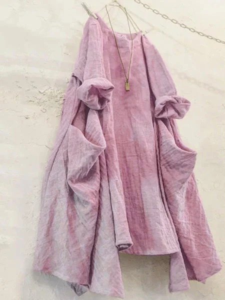 Vintage Plain Long Sleeve Casual Weaving Dress DK1060