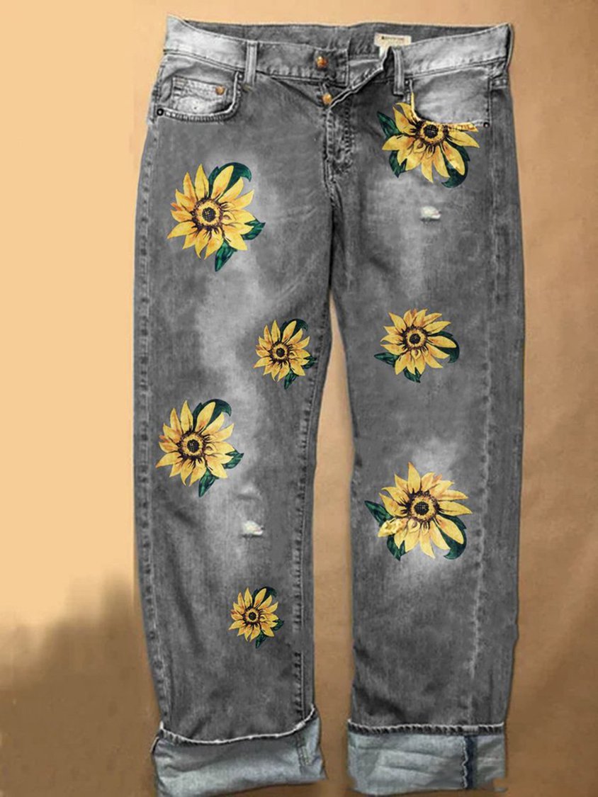 Casual Denim Printed Jeans BB12