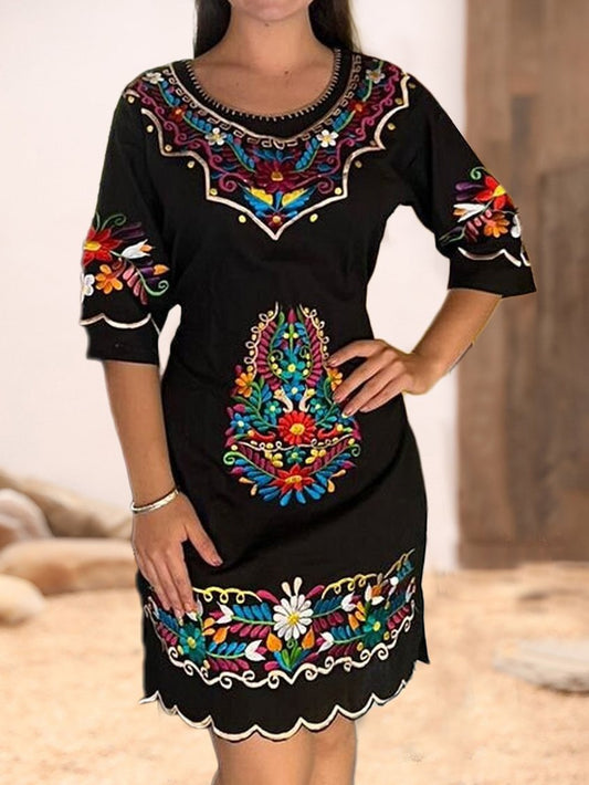 Ethnic Crew Neck Regular Fit Ethnic Dress YY44