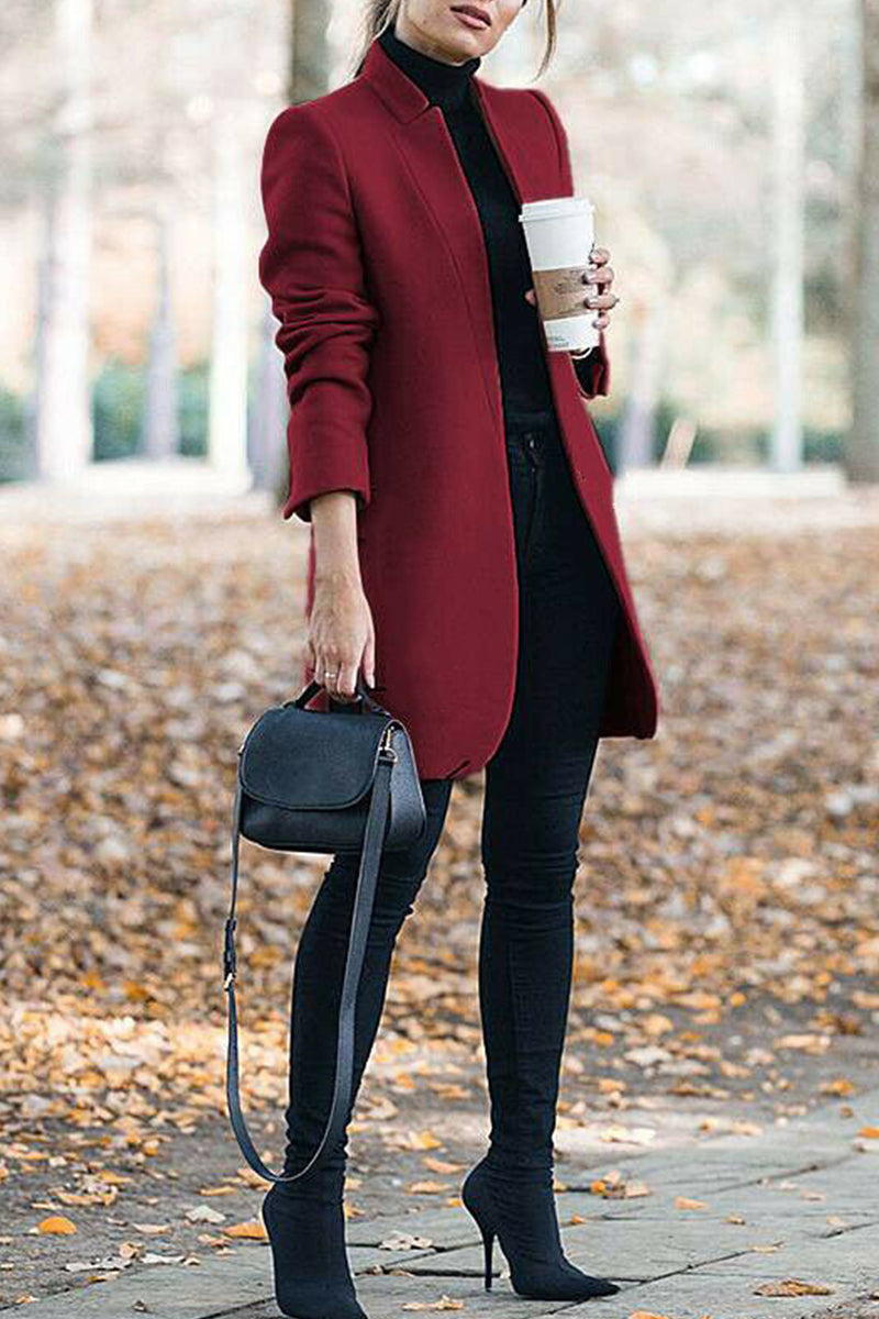 Casual Long Sleeve Regular Sleeve Solid Coats(6 Colors) Ada Fashion