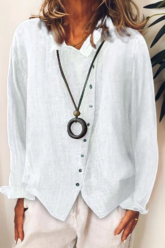 Casual Solid Buckle Turndown Collar Tops(5 Colors) Ada Fashion