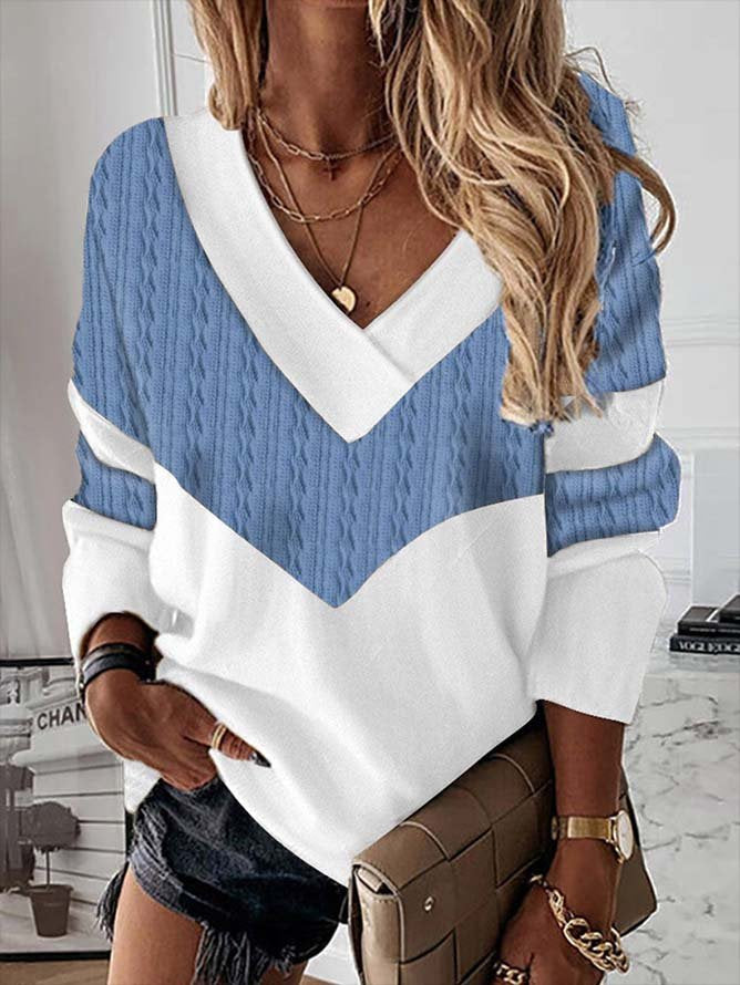 Loose Color Block Jersey Sweatshirt QAL60