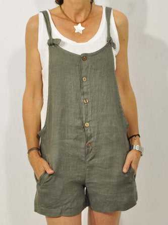 Übergröße Denim Casual Overalls Solide Ärmellose Taschen Anzüge Jeans QAJ22