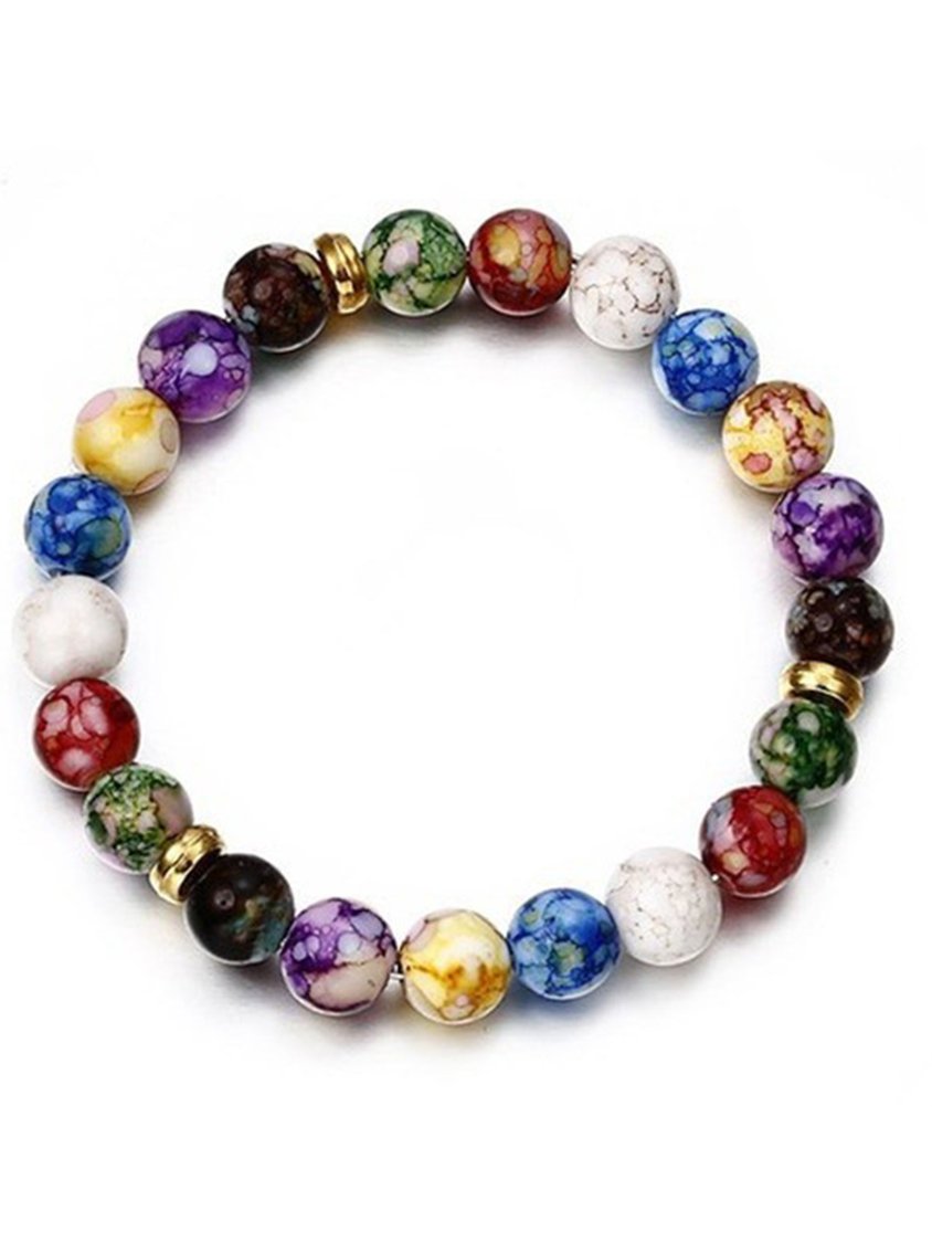 Leisure Ethnic Style Natural Mineral Colorful Beaded Bracelet QAR63