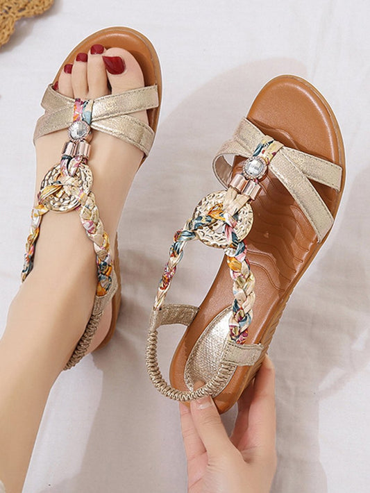 Bequeme, weiche Bohemian-Keilsandalen CC12