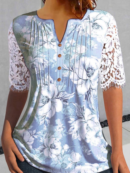 Chemise décontractée en jersey fleuri QH85