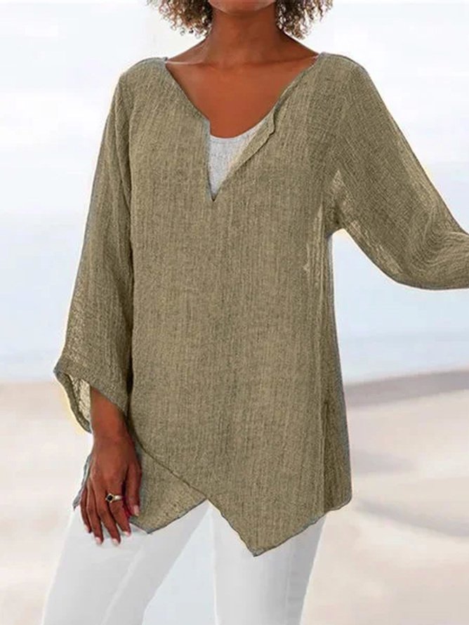 Loose Linen Women Summer Blouses AH537