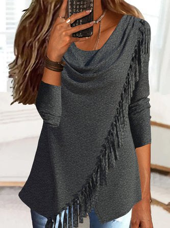 Casual Tassel Long sleeve T-Shirt TUNIC MMq55