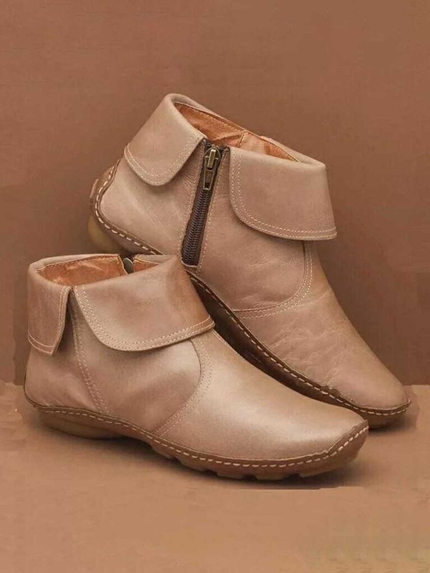 Women Casual Plain All Season Zipper Round Toe Rubber Non-Slip Classic Boots Boots DD7