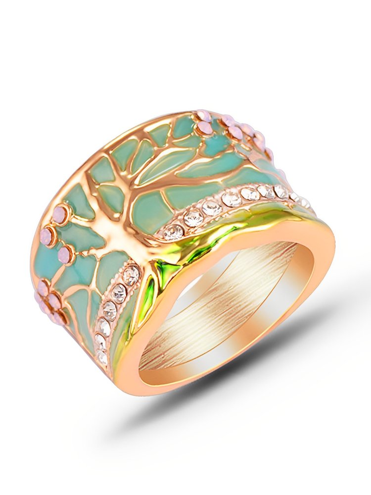 Vintage Epoxy Epoxy Diamond Tree of Life Ring  QI120