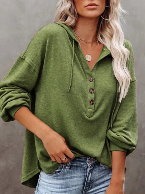 Khaki Long Sleeve Buttoned Sweatshirt GA27