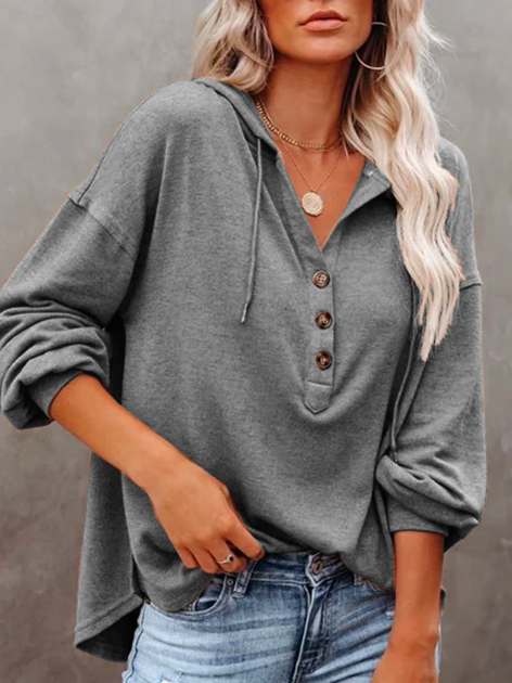 Khaki Long Sleeve Buttoned Sweatshirt GA27