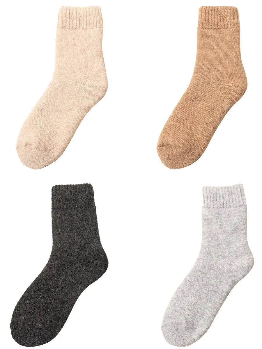 4 Pairs Women Solid Winter Wool Socks Ada Fashion